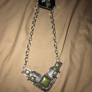 Green Stone Necklace and Earrings